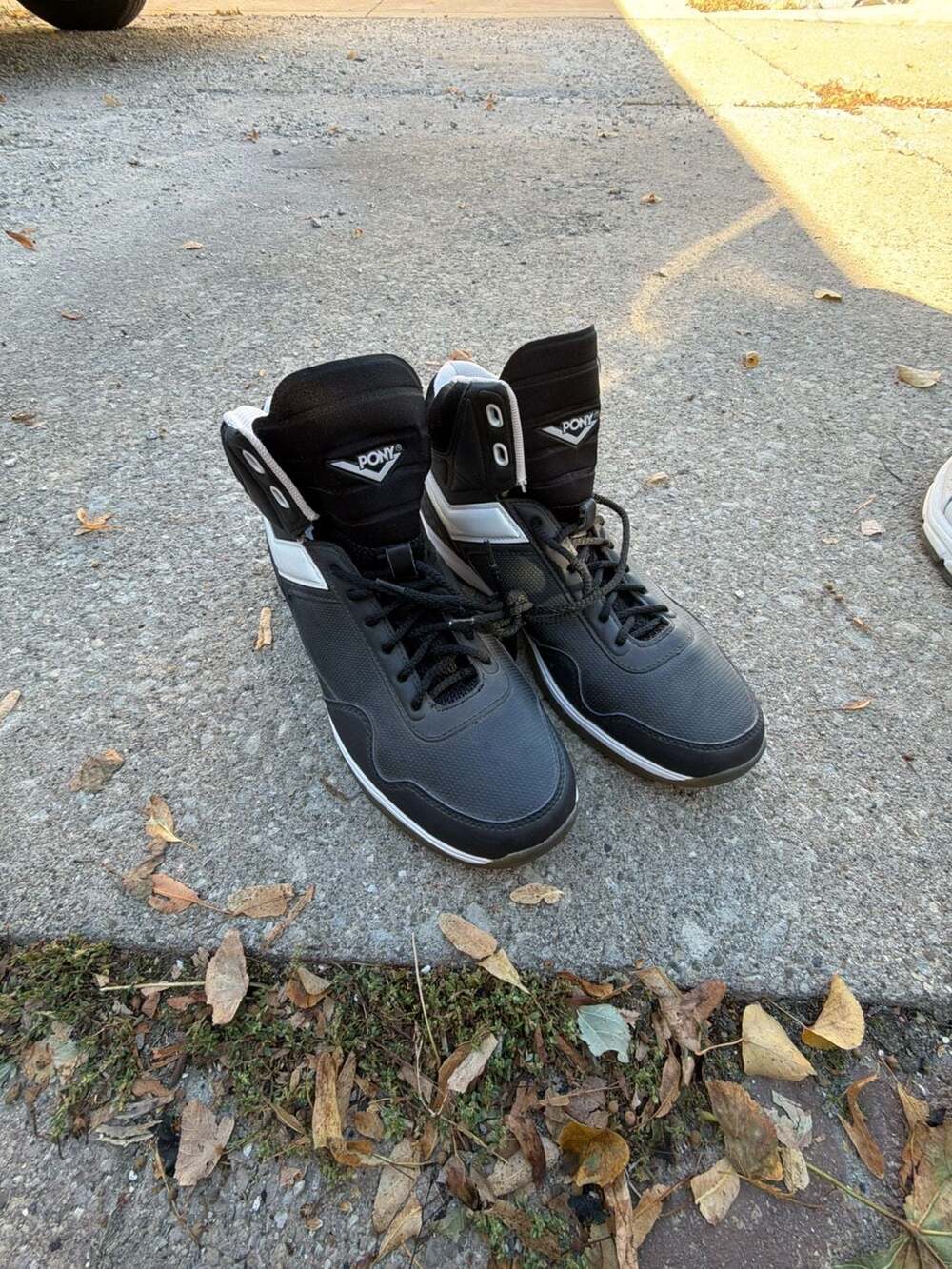Pony High Top Sneakers Black White Size 9.5 Men's
